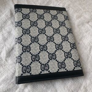 Vintage, Rare, & Authentic GUCCI Navy Blue Leather GG Picture Frame Photo Album